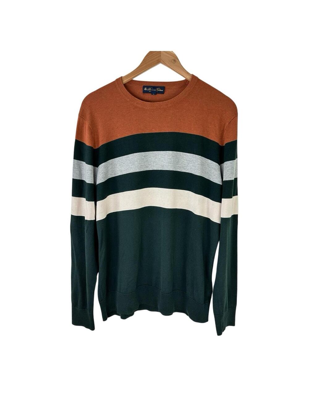 Brooks Brothers Sweater Mens Large Italian Yarn Silk Blend Knitted Striped